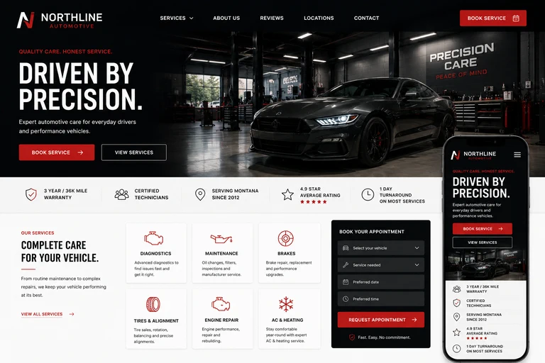 Northline Automotive website design study preview